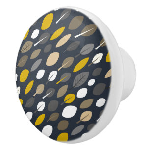Midnight Leaves Ceramic Knob