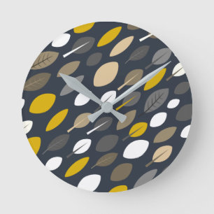 Midnight Leaves Round Clock