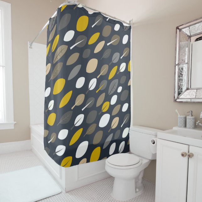 Midnight Leaves Shower Curtain (In Situ)