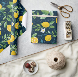 Midnight Lemon Blossom Gift Wrapping Paper