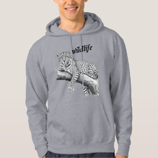 Midnight Leopard , Wildlife Illustration Hoodie