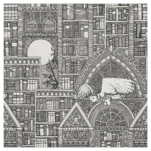 midnight library black Fabric (Swatch)