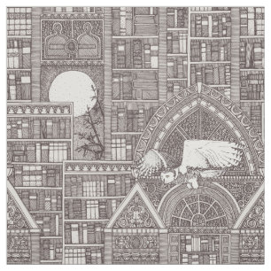 midnight library brown Fabric