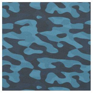 Midnight, light blue, muted blue, dark blue camo fabric