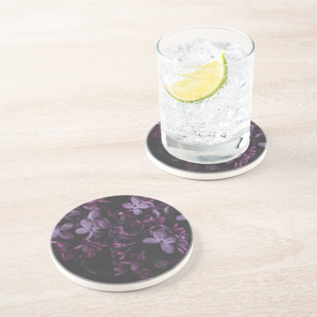 Midnight Lilac Reverie Sandstone Coaster (Side)