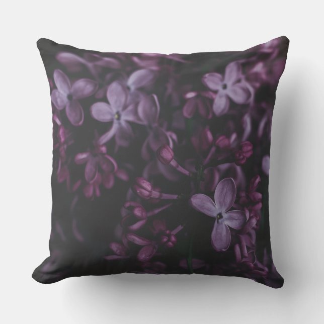 Midnight Lilac Reverie Throw Pillow (Front)