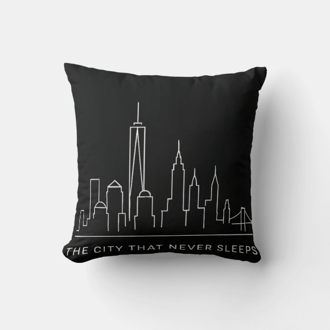 Midnight Lines: NYC Never Sleeps Cushion (Front)