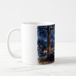 Midnight Lofi Cat Mug — Cosy Black Cat Coffee Cup