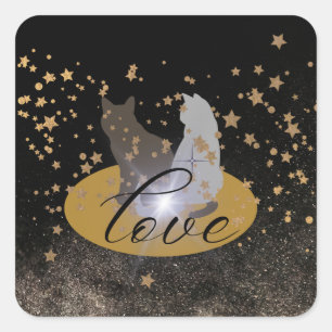 Midnight Love Cats Square Sticker
