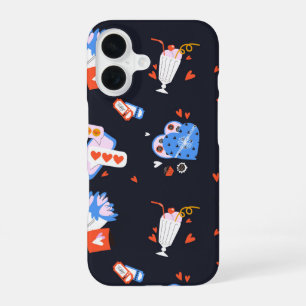 Midnight Love Cute Romantic Icons iPhone 16 Case