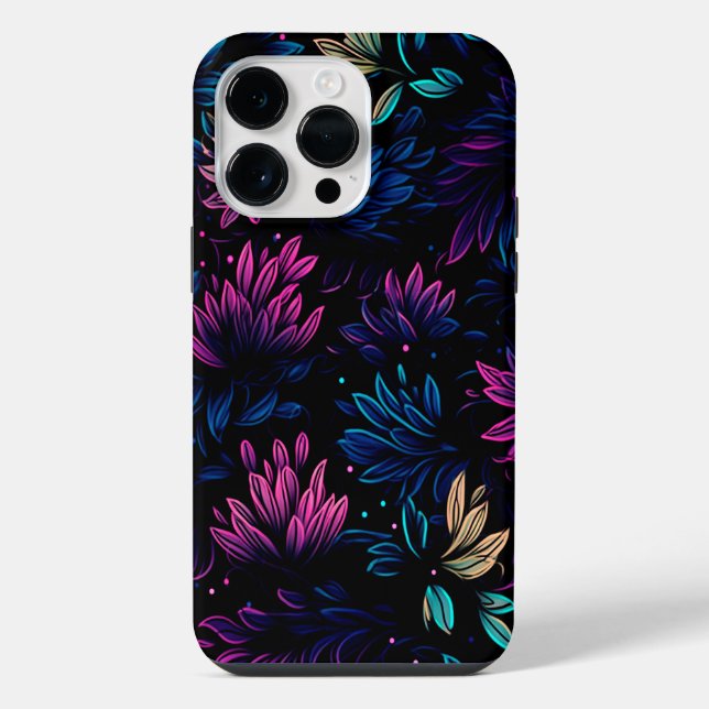 MIDNIGHT LUMINOUS FLOWER DESIGN iPhone CASE (Back)