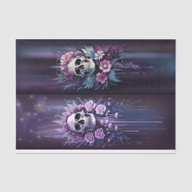 Midnight Macabre, Stunning Gothic Skull in Plum Tissue Paper (Front)