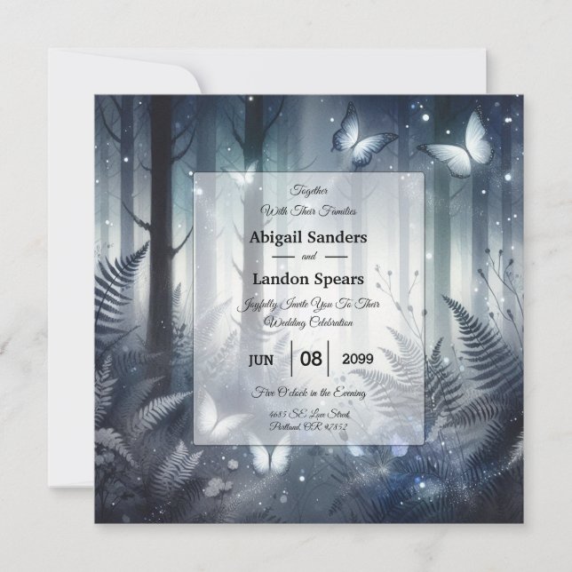 Midnight Magic and Moonlit Wings Wedding Invitatio Invitation (Front)