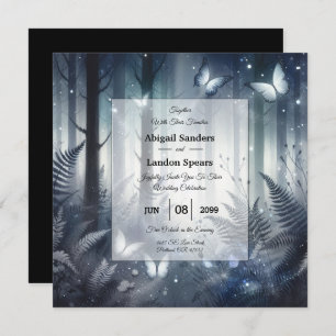 Midnight Magic and Moonlit Wings Wedding Invitatio Invitation