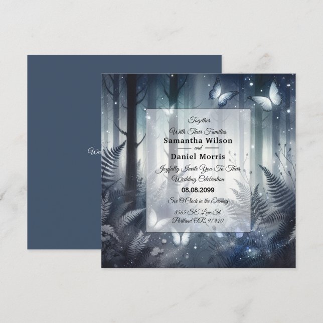 Midnight Magic and Moonlit Wings Wedding Invitation (Front/Back)