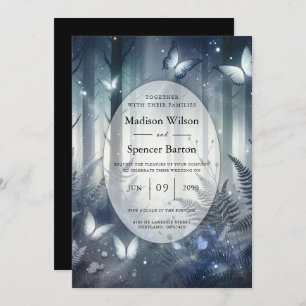 Midnight Magic and Moonlit Wings Wedding Invitation