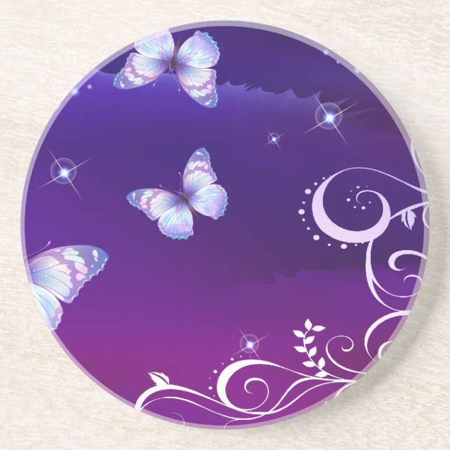 Midnight Magic Butterflies Coaster (Front)