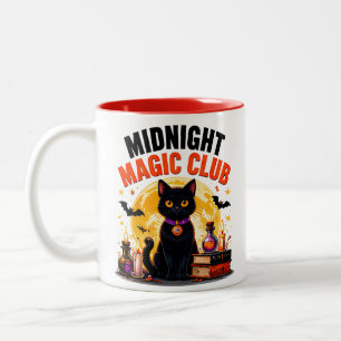 Midnight Magic Club Black Cat Halloween Magic Two-Tone Coffee Mug