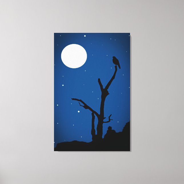 Midnight Magic Landscape Illustration Canvas Print (Front)