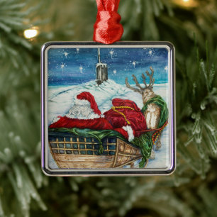 Midnight Magic Submarine Santa Ornament 