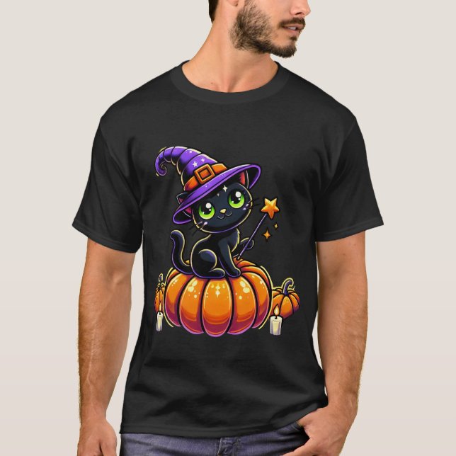 Midnight Magic: The Enchanted Cat's Moonlit Spell" T-Shirt (Front)