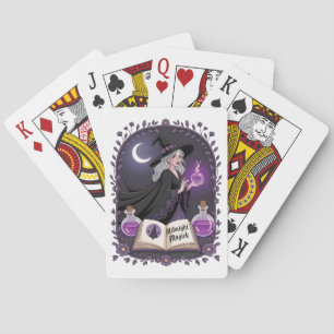 Midnight Magick Illustration of a Young Witch Playing Cards