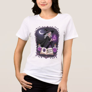 Midnight Magick Illustration of a Young Witch Tri-Blend Shirt