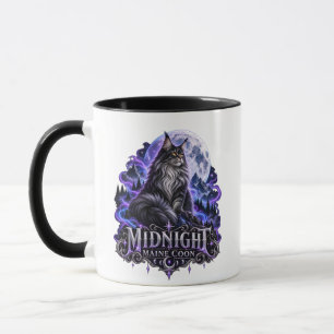 Midnight Maine Coon Blue Moonlit Forest Art Mug