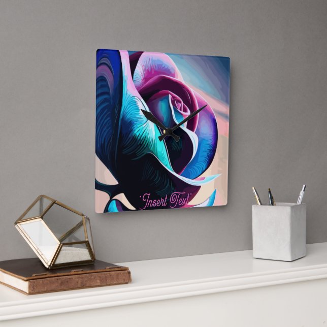 Midnight Majesty: The Dark Beauty of Black Roses Square Wall Clock (Office)