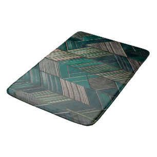 Midnight Malachite: Modern Art Deco Teal Bath Mat