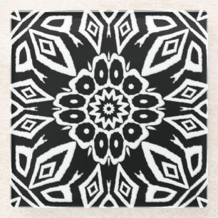 Midnight Mandala Glass Coaster