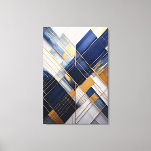 Midnight&Marble : Art Deco Navy and Gold Geometric Canvas Print