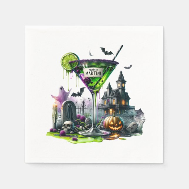 Midnight Martini Halloween Paper  Napkin (Front)