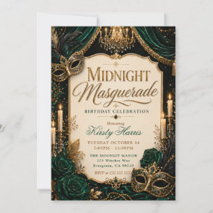 Midnight Masquerade Birthday Celebration Invitation