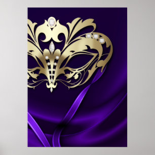Midnight Masquerade Faux Jewel Purple Poster