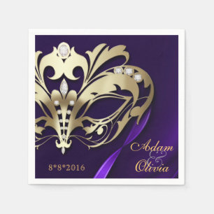 Midnight Masquerade Purple Wedding Napkin
