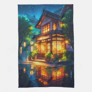 Midnight Matcha – Cosy Japanese Lofi Café Tea Towel