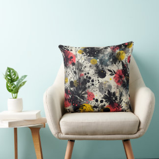 Midnight Meadow Abstract Throw Pillow