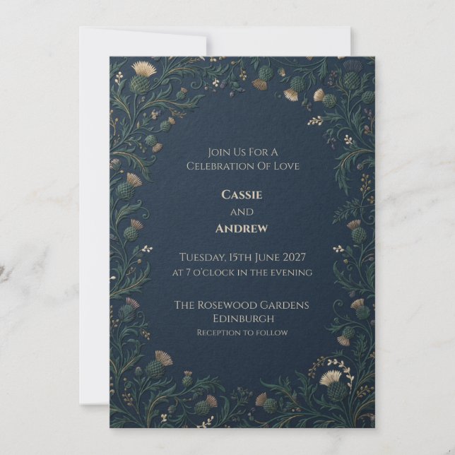 Midnight Meadow Floral Wedding Invitation (Front)