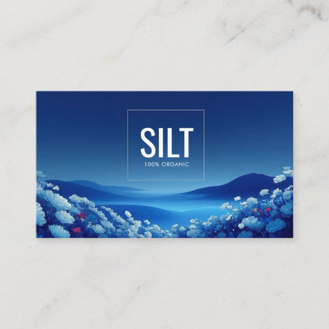 Midnight Meadow Luminous Blue Floral Business Card (Front)