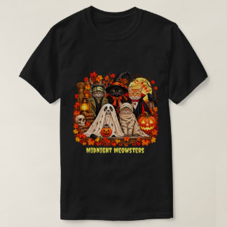Midnight Meowsters Vintage Halloween Cats T-Shirt