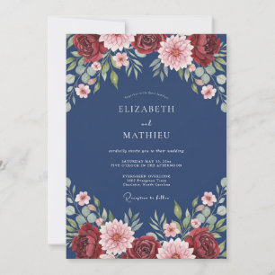 Midnight Merlot Dahlia Wedding Invitation