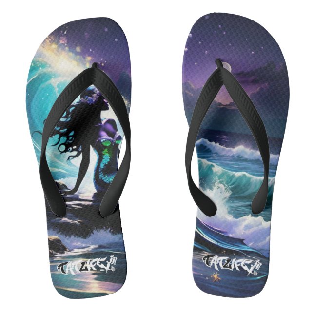 Midnight Mermaid Pair of Flip Flops (Footbed)