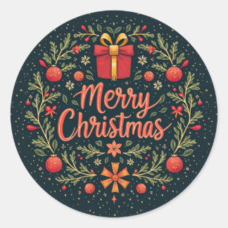 Midnight Merry Christmas Classic Round Sticker