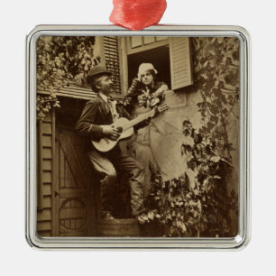 Midnight Minstrel Serenade - Vintage 1881 Post Car Metal Tree Decoration
