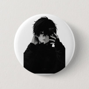 Midnight-Mirror-Selfie Anime Boy - Dark Aesthetic  6 Cm Round Badge