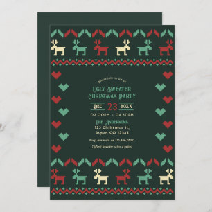 Midnight Mistletoe Ugly Sweater Christmas Party Invitation