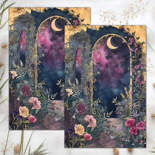 MIDNIGHT MOON GARDEN DECOUPAGE TISSUE PAPER