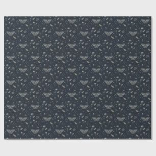 Midnight Moth Garden — Midnight Blue & Gold Wrapping Paper