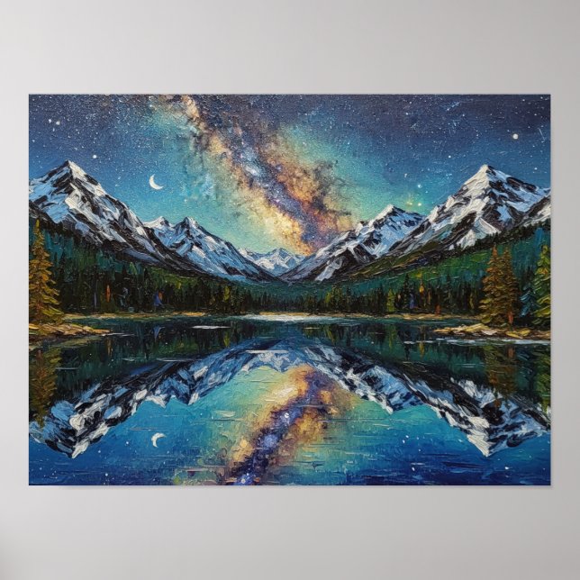 Midnight Mountain Reflection Poster (Front)